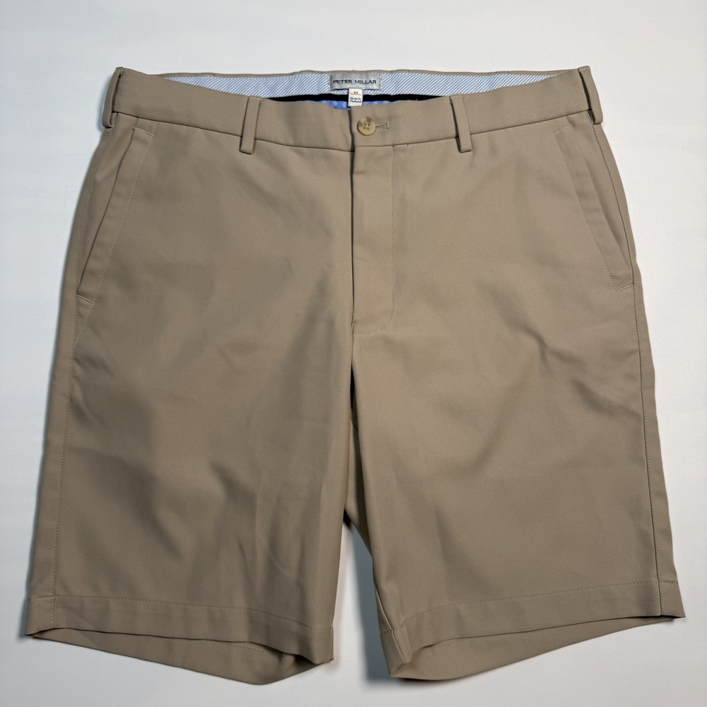 Peter Millar Shorts Mens 32 Beige Golf Chino Flat Front Pockets Casual Summer